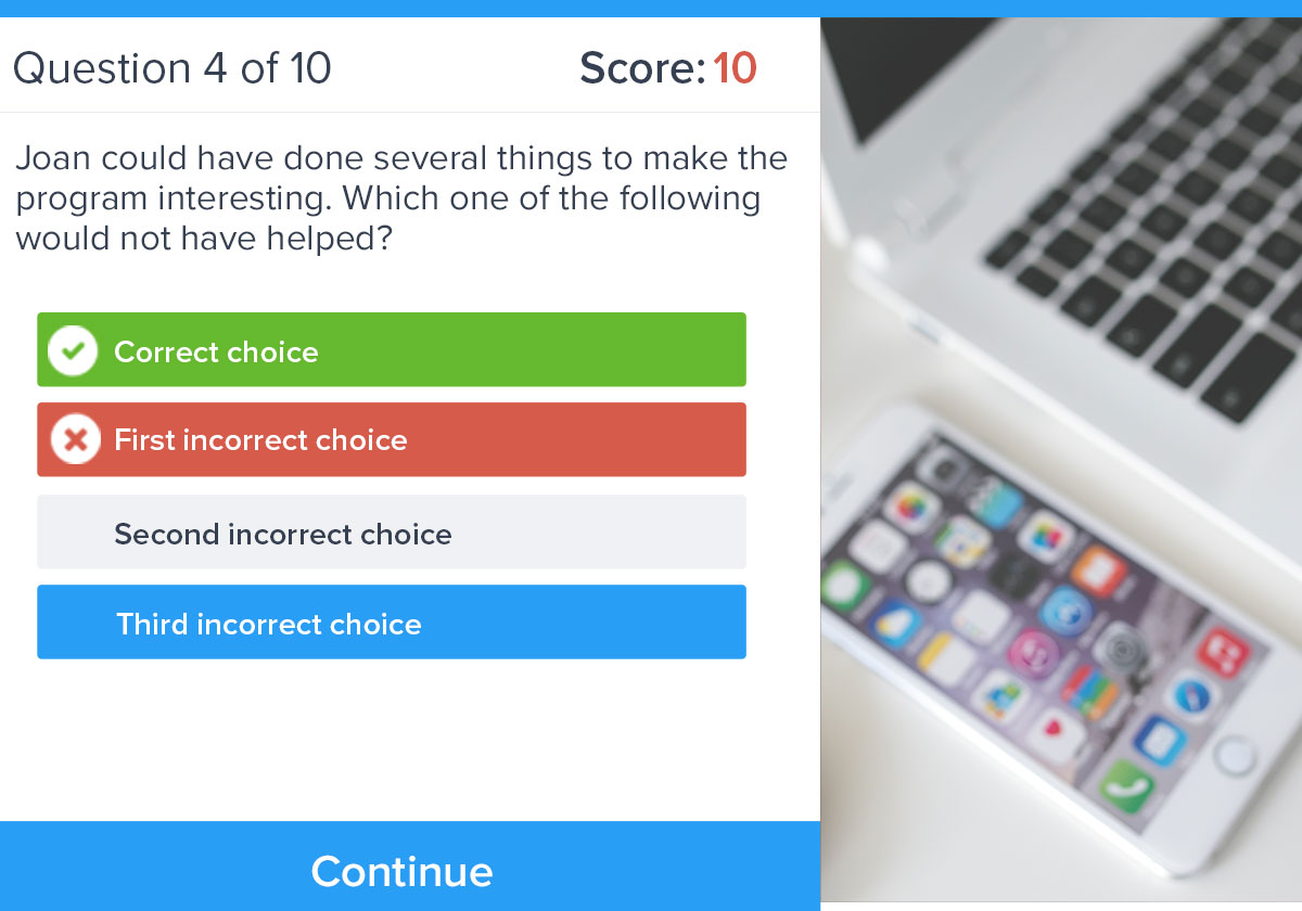 clean quiz design